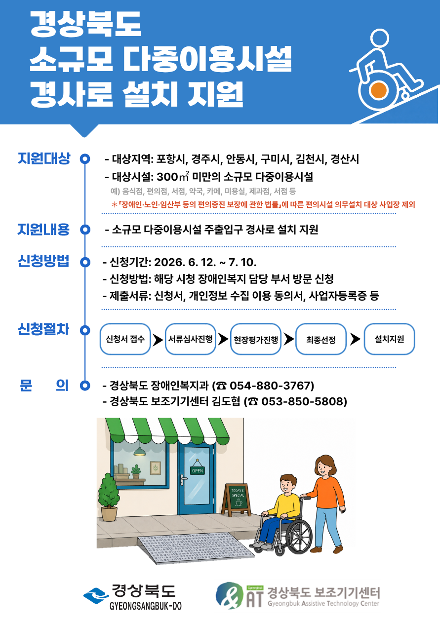 [접수중]2026년 경상북도 소규모 다중이용시설 경사로 설치 지원 사업